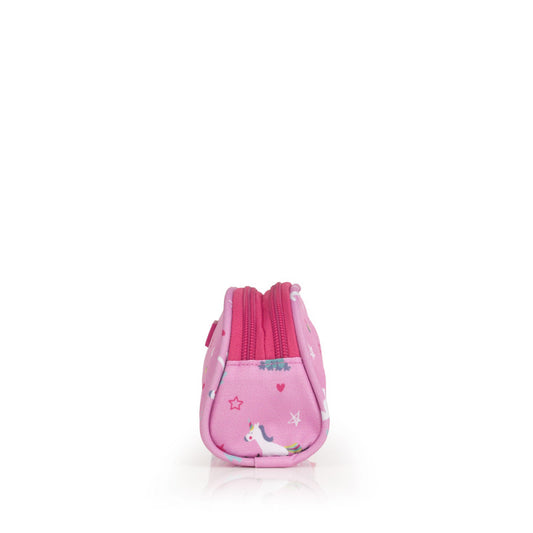 Estuche Doble Gabol Rainbow Rosa: Organizador Escolar Impermeable con Reflectante