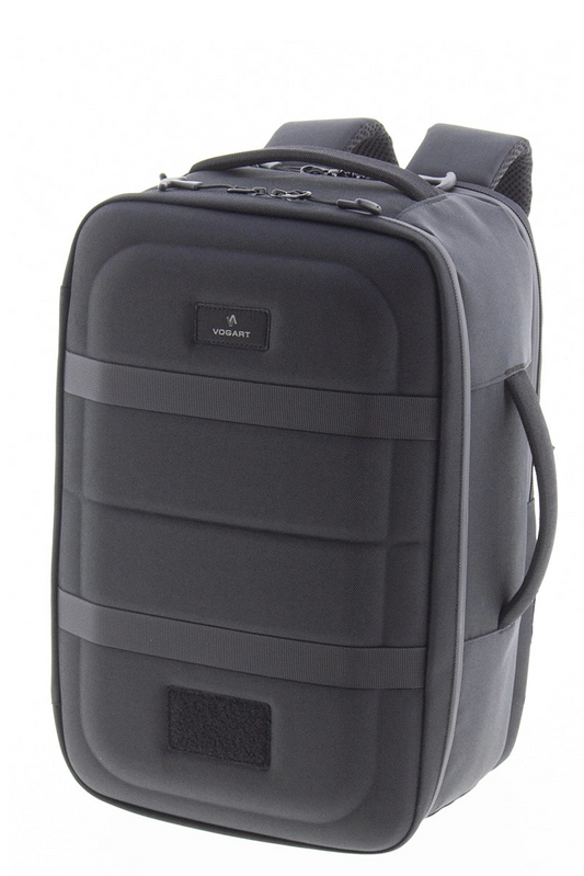 Mochila pequeña Vogart Defender negro con cierre tipo maleta