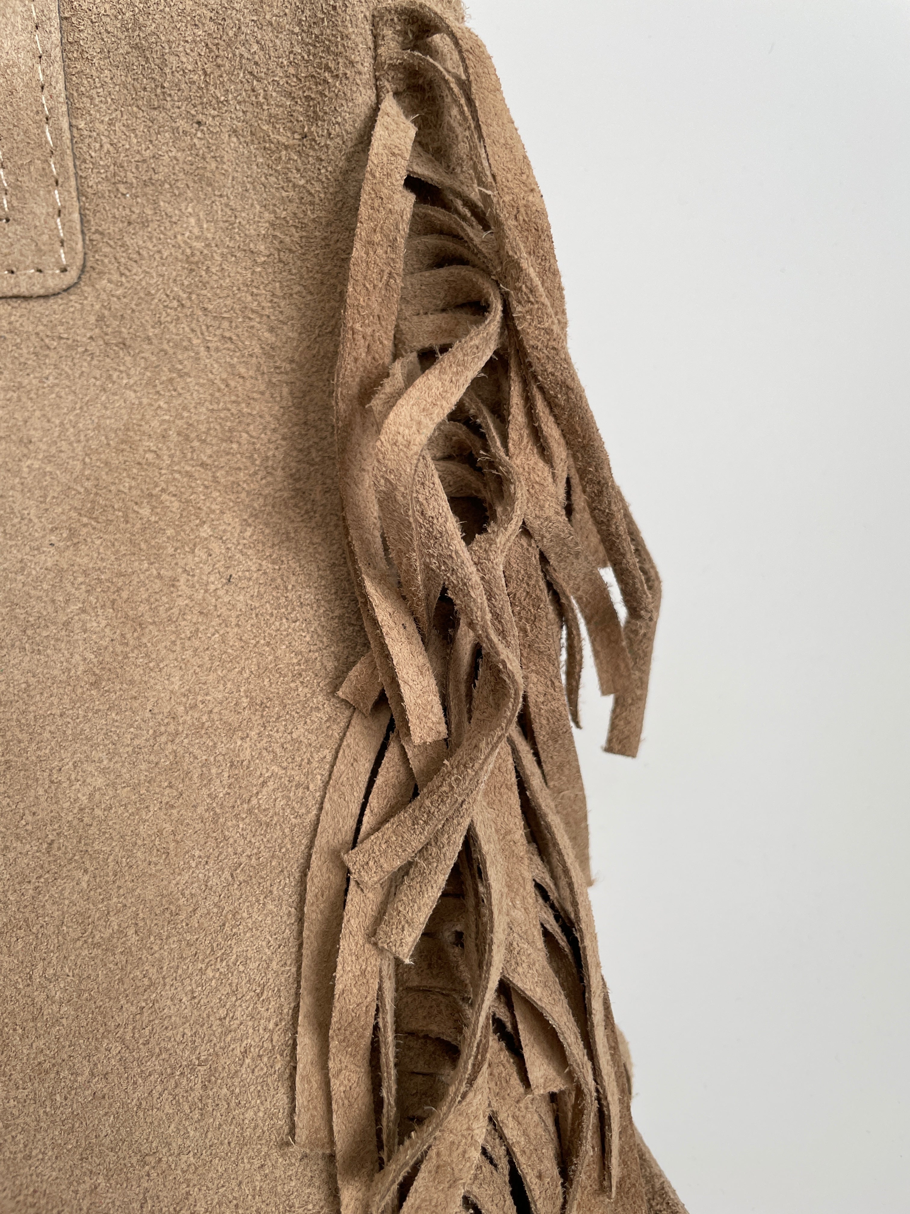 Bolso Bandolera Ante Khaki con Flecos