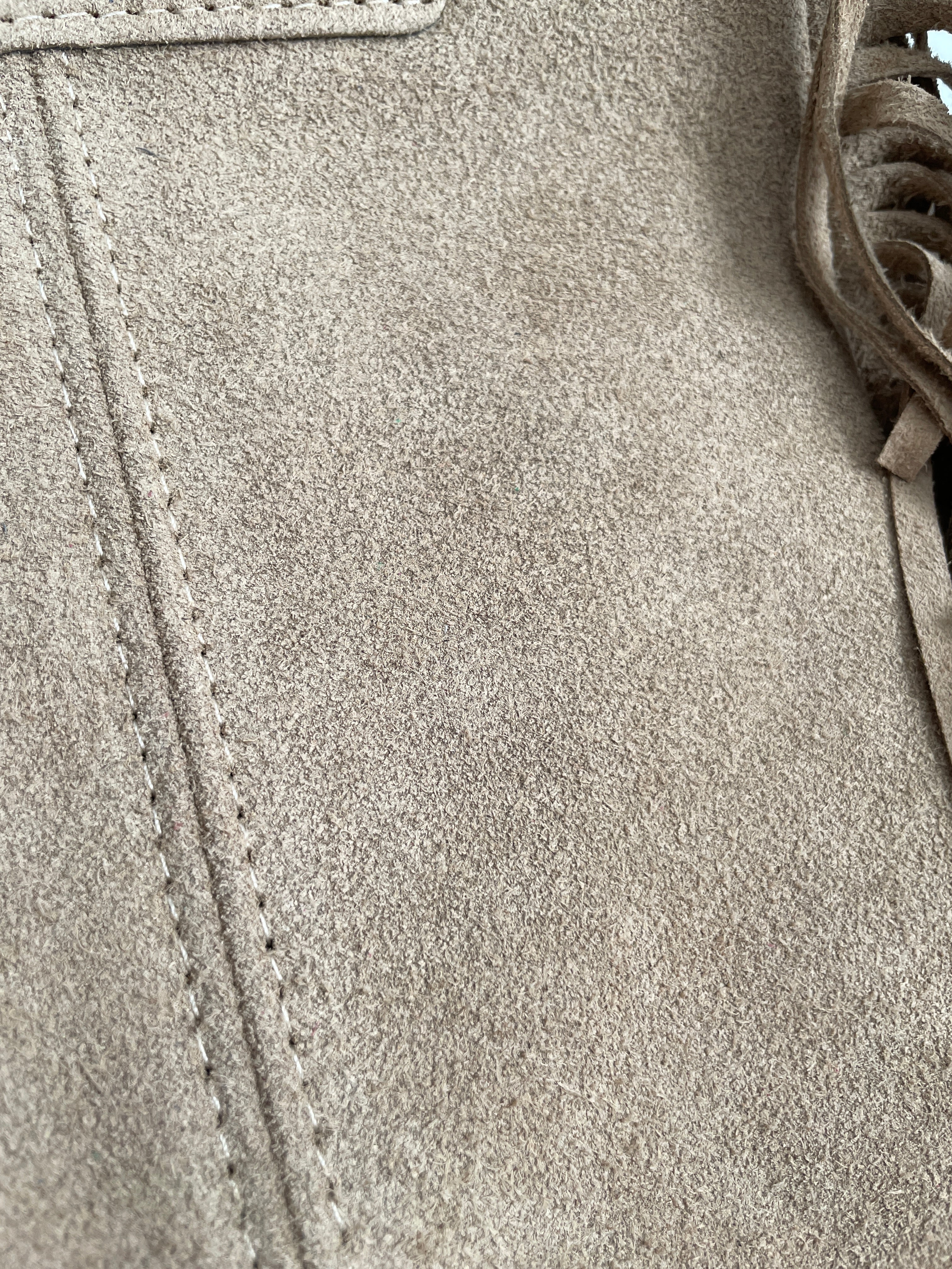 Bolso Bandolera Ante Khaki con Flecos