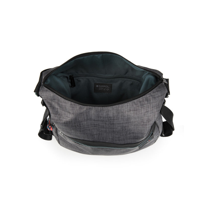 Bolso Mochila Gabol Shani Gris: Poliéster Resistente, Organizador Interno para Mujer