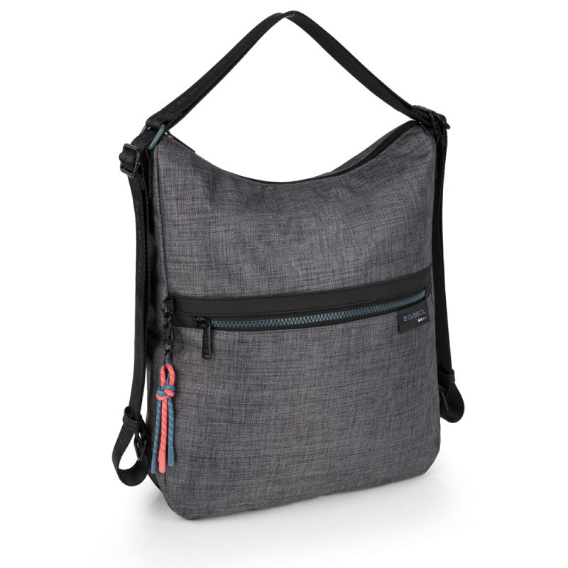Bolso Mochila Gabol Shani Gris: Poliéster Resistente, Organizador Interno para Mujer