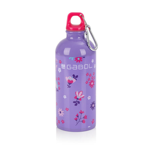 Botella Gabol VIOLET de Acero Inoxidable 600ml con Mosquetón Lila