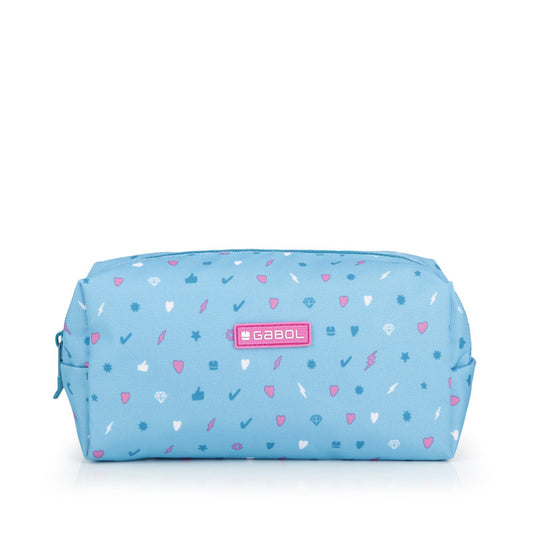 Estuche Escolar Gabol Confetti Azul Celeste: Organizador Versátil PVC para Niños