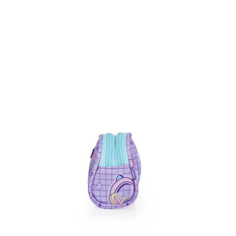 Estuche Escolar Doble Gabol Funny Lila Resistente al Agua y PVC Free