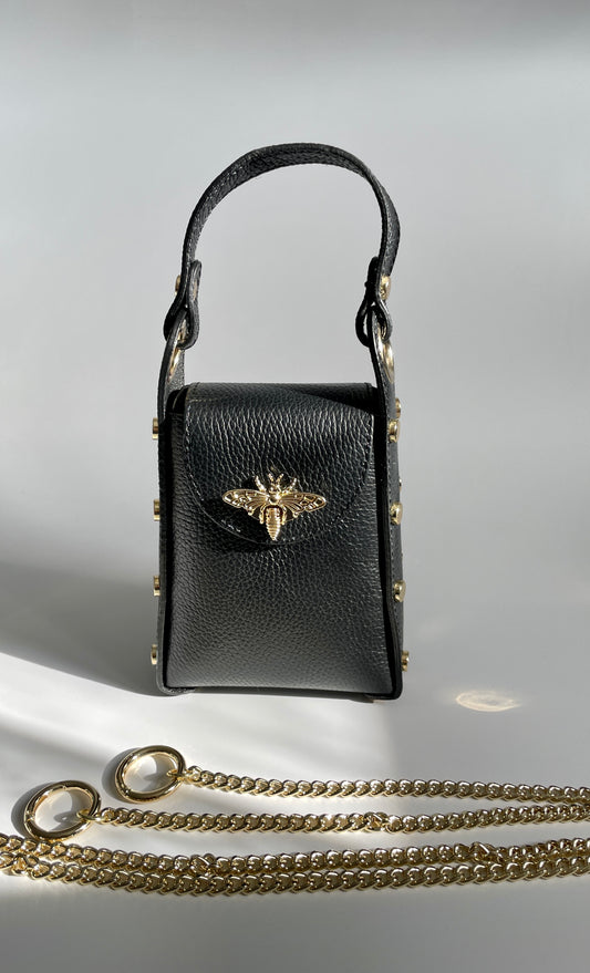 Mini Bolso de piel auténtica con Detalle de Abeja