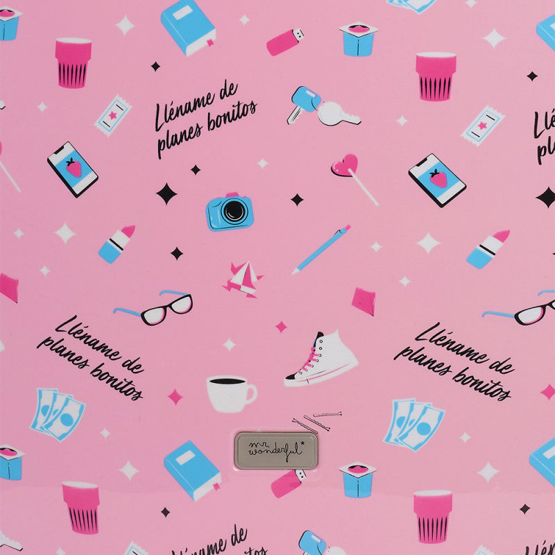 Maleta de Cabina Rígida Mr. Wonderful LIFE, 4 Ruedas Dobles, Ligera, TSA