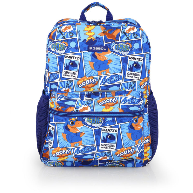Mochila escolar DINO adaptable a carro, 2 compartimentos resistentes