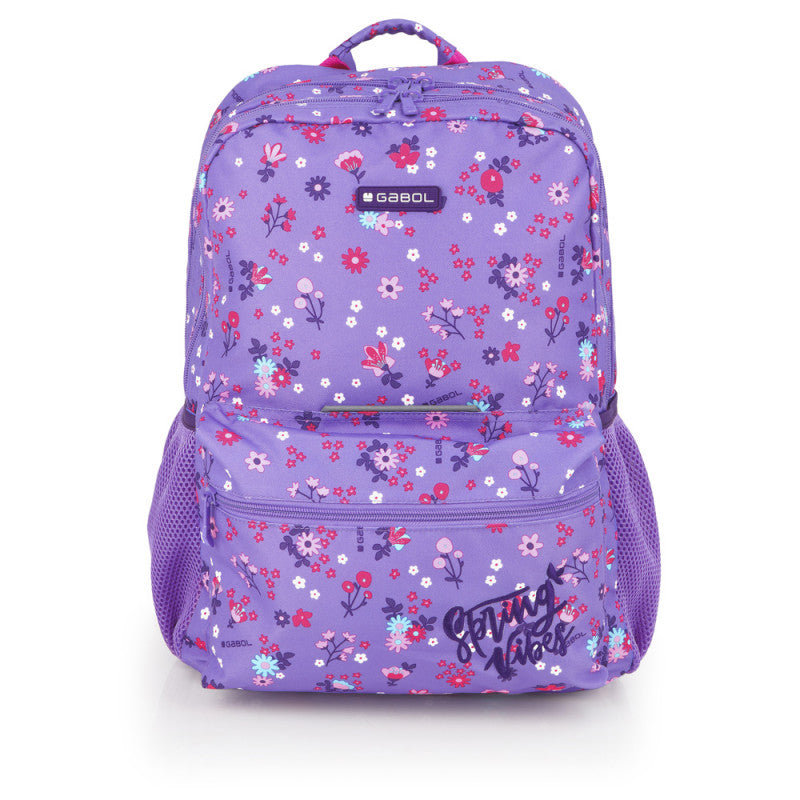 Mochila Escolar Gabol Violeta Adaptable a Carro con 2 Compartimentos
