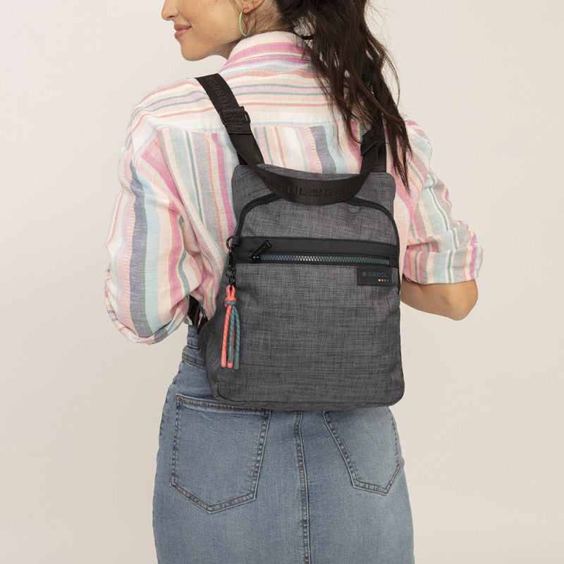 Mochila Bolso Gabol SHANI Elegante Poliéster Gris, 26x33x9cm Versátil para Mujer