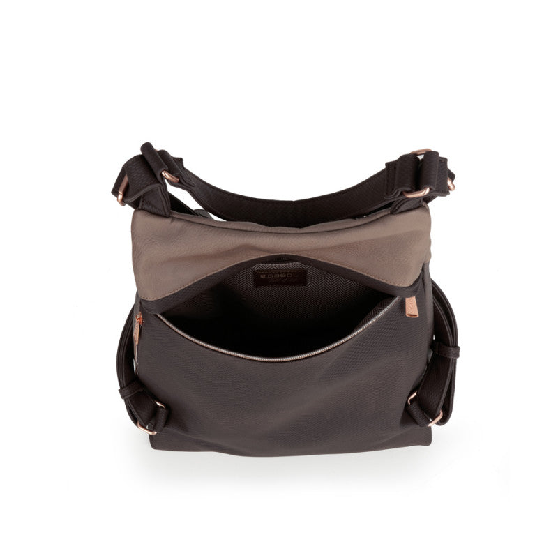 Mochila Bolso THELMA Gabol Elegante Piel Sintética Marrón Libre de PVC con Organizador