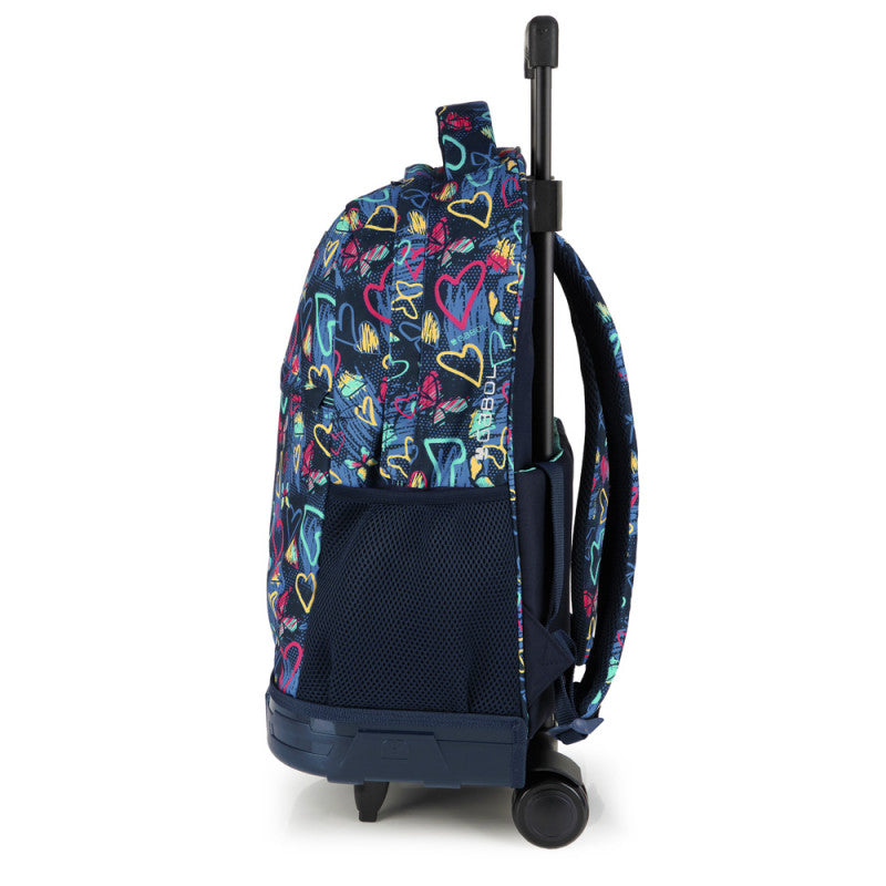 Mochila Escolar Gabol Tizas Grande con Ruedas Dobles y Espalda Acolchada Azul Marino