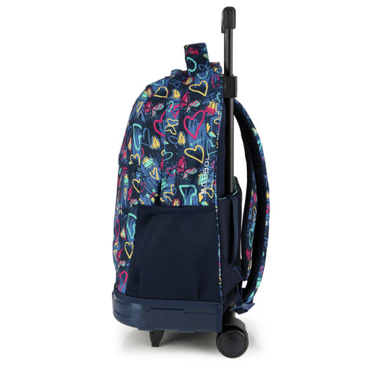 Mochila Escolar Gabol Tizas Grande con Ruedas Dobles y Espalda Acolchada Azul Marino