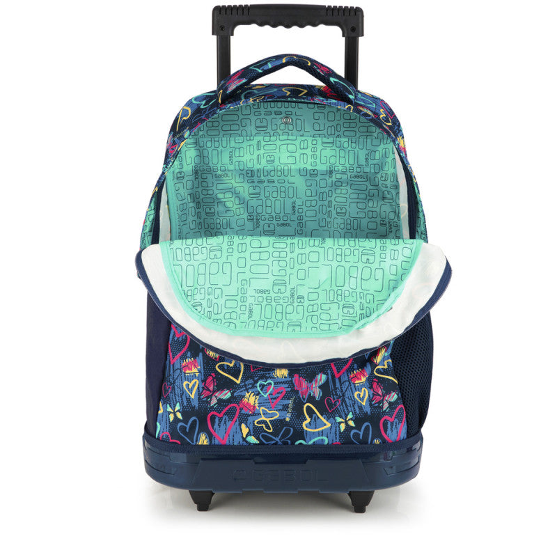 Mochila Escolar Gabol Tizas Grande con Ruedas Dobles y Espalda Acolchada Azul Marino