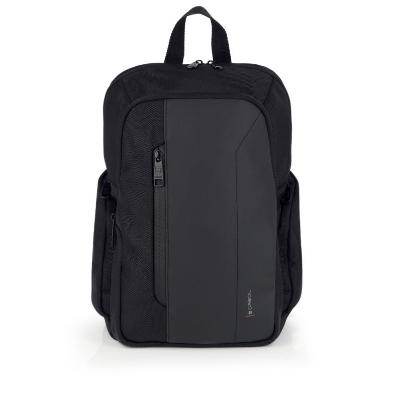 Mochila ASTON Impermeable Negra, Reciclada, Doble Compartimento, Organizador para Portátil 14''