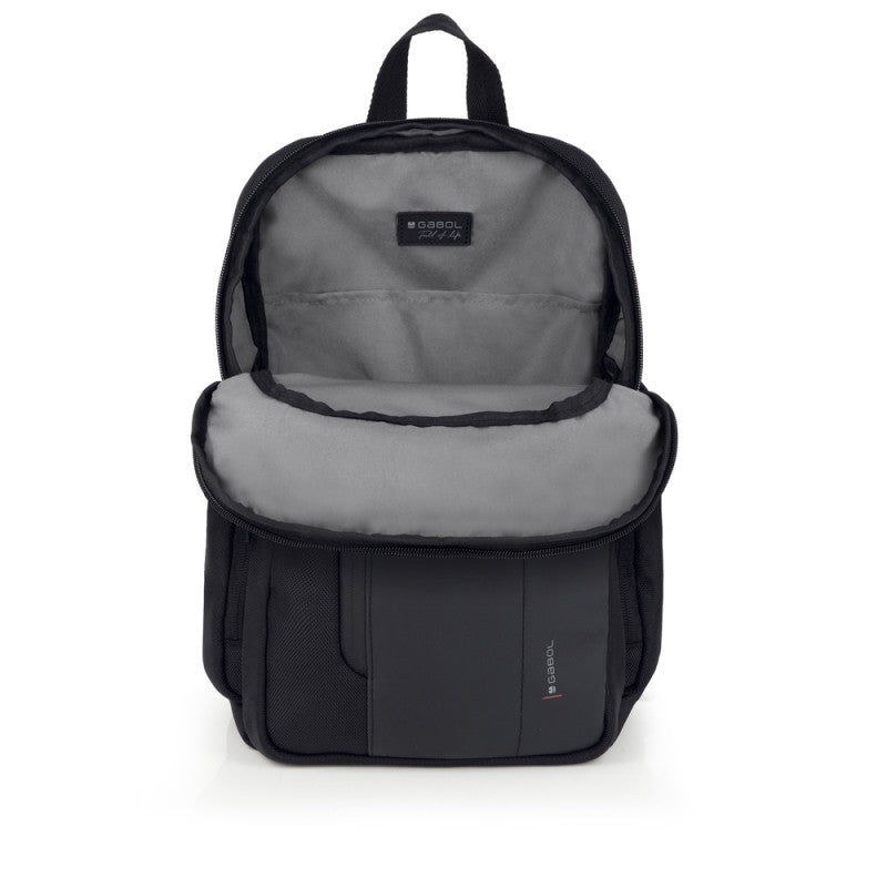 Mochila ASTON Impermeable Negra, Reciclada, Doble Compartimento, Organizador para Portátil 14''