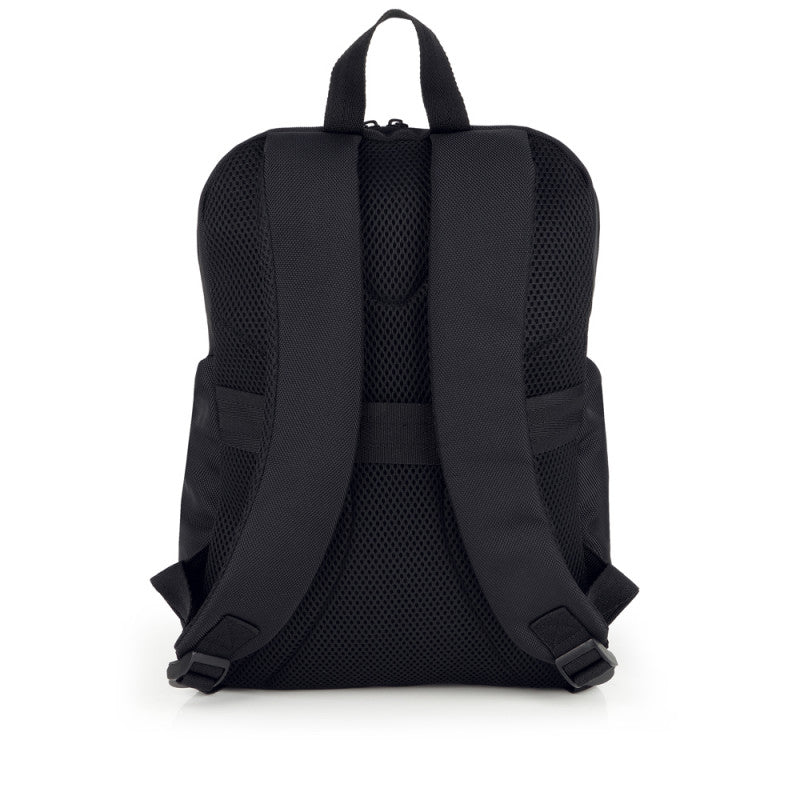 Mochila ASTON Impermeable Negra, Reciclada, Doble Compartimento, Organizador para Portátil 14''