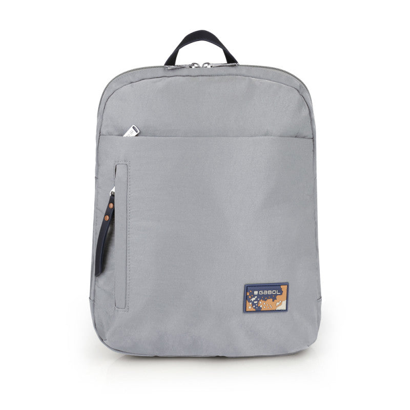 Mochila LUZ Gabol Pequeña Nylon Crinkle Piel Sintética Resistente Agua Gris