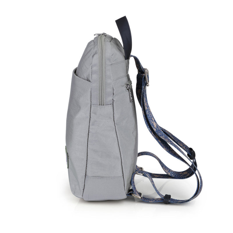 Mochila LUZ Gabol Pequeña Nylon Crinkle Piel Sintética Resistente Agua Gris