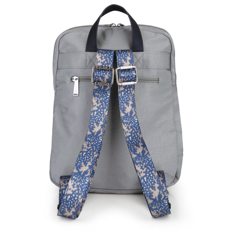 Mochila LUZ Gabol Pequeña Nylon Crinkle Piel Sintética Resistente Agua Gris