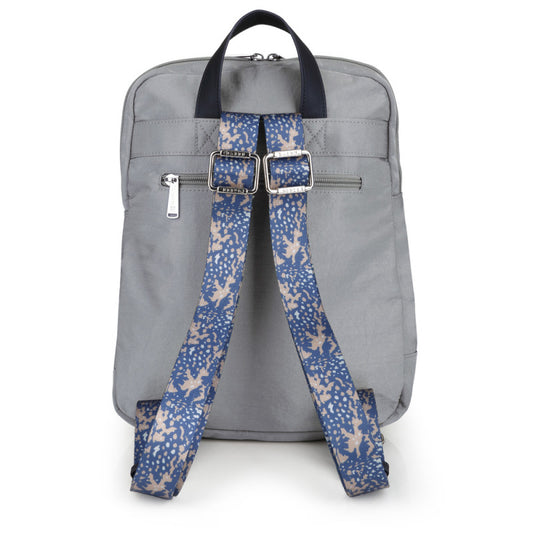 Mochila LUZ Gabol Pequeña Nylon Crinkle Piel Sintética Resistente Agua Gris