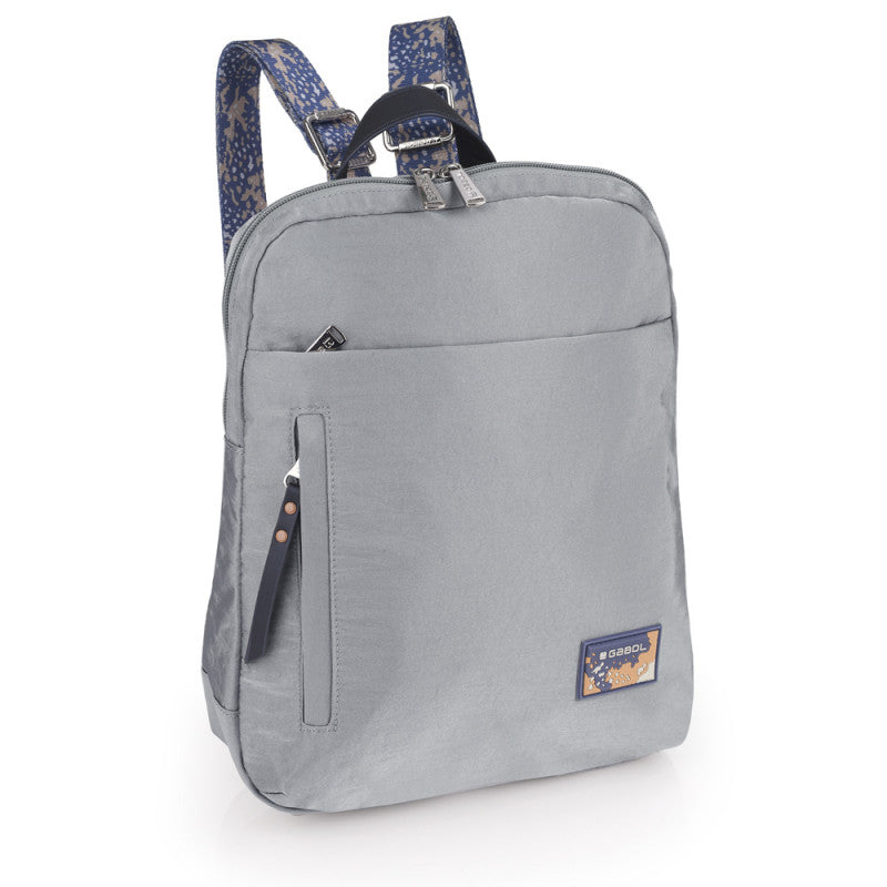 Mochila LUZ Gabol Pequeña Nylon Crinkle Piel Sintética Resistente Agua Gris