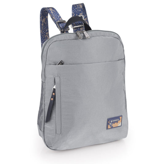 Mochila LUZ Gabol Pequeña Nylon Crinkle Piel Sintética Resistente Agua Gris