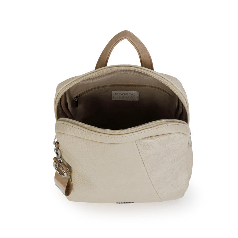 Mochila Muriel Gabol Beige Elegante Piel Sintética Sin PVC Uso Diario