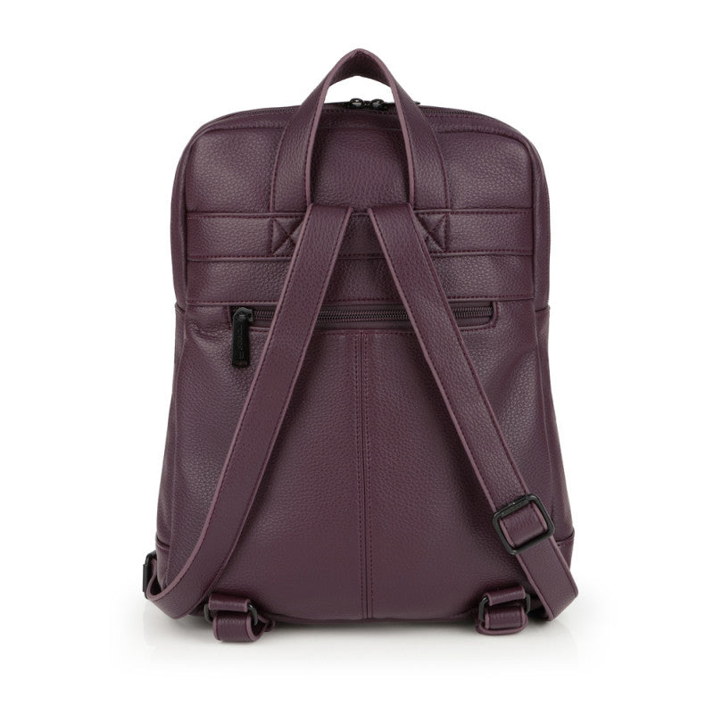 Mochila OLIVIA Elegante Polipiel Burdeos con Organizador Interno para Mujer 26x32x11 cm