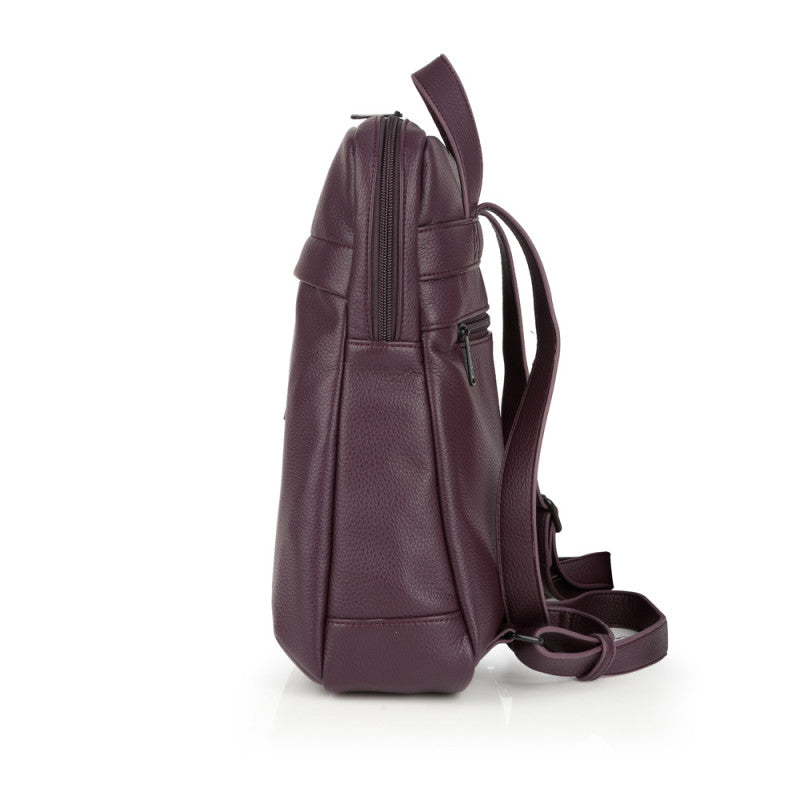 Mochila OLIVIA Elegante Polipiel Burdeos con Organizador Interno para Mujer 26x32x11 cm