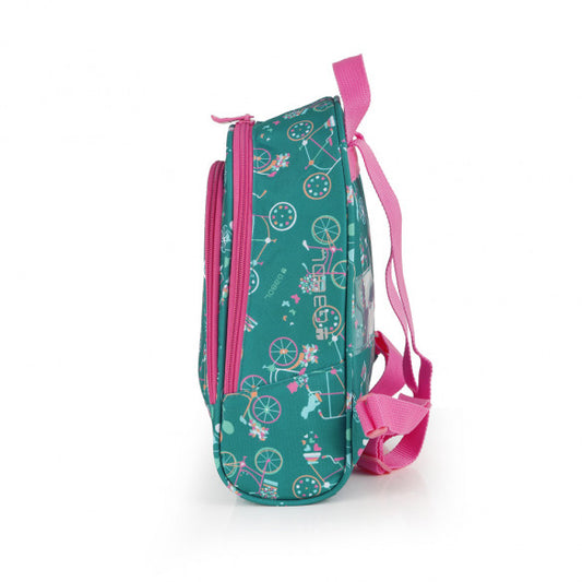 Mochila Pequeña Fiori Gabol Verde: Diseño Juguetón, Espalda Acolchada, Identificador